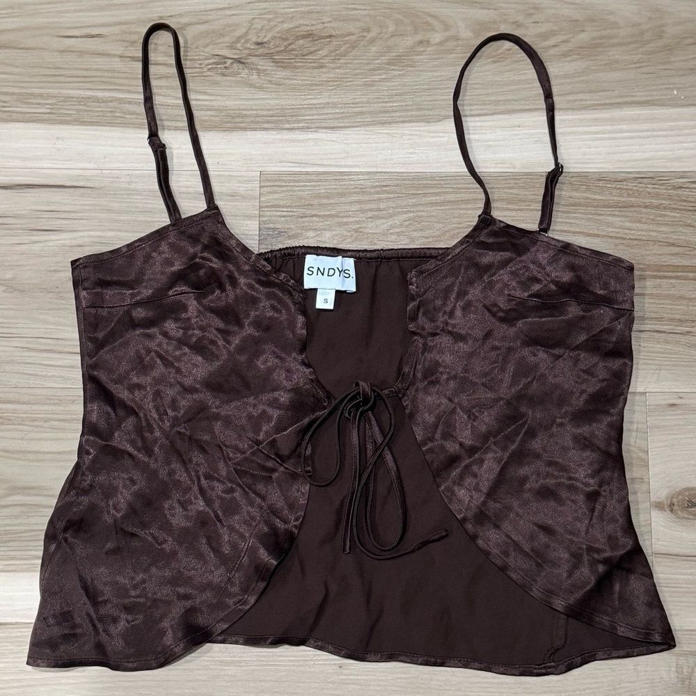 Revolve SNDYS Brown Tie Saint Top Women’s Small - Picture 4 of 5
